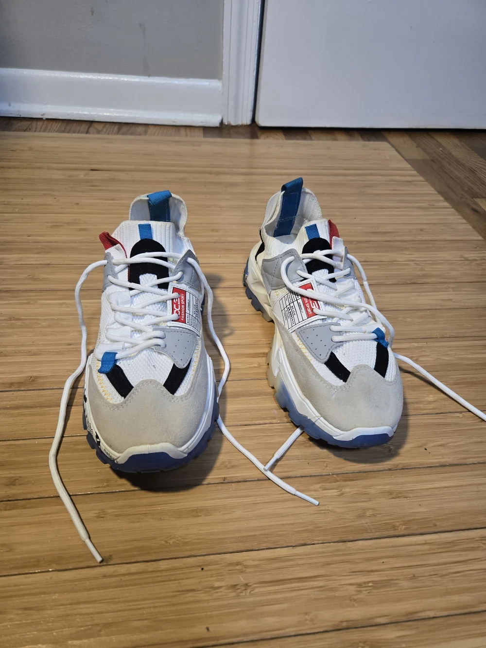 Men's White Multi-Accent Chunky Athletic Sneakers
